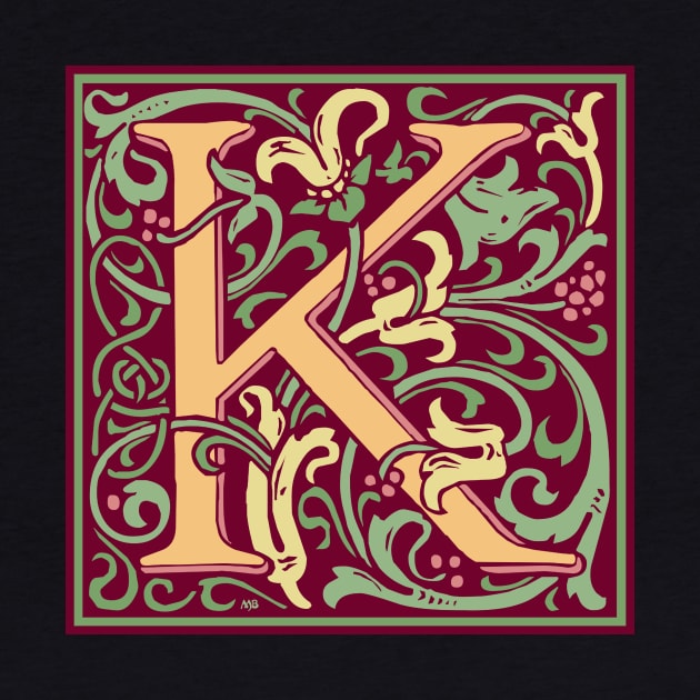 William Morris Vintage Letter K by MatchbookGraphics